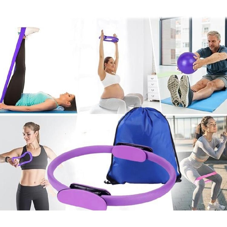 Women's Fitness Exercise Set Pilates Ball Rings and Band With Nonslip for Home Exercise And Flexibility