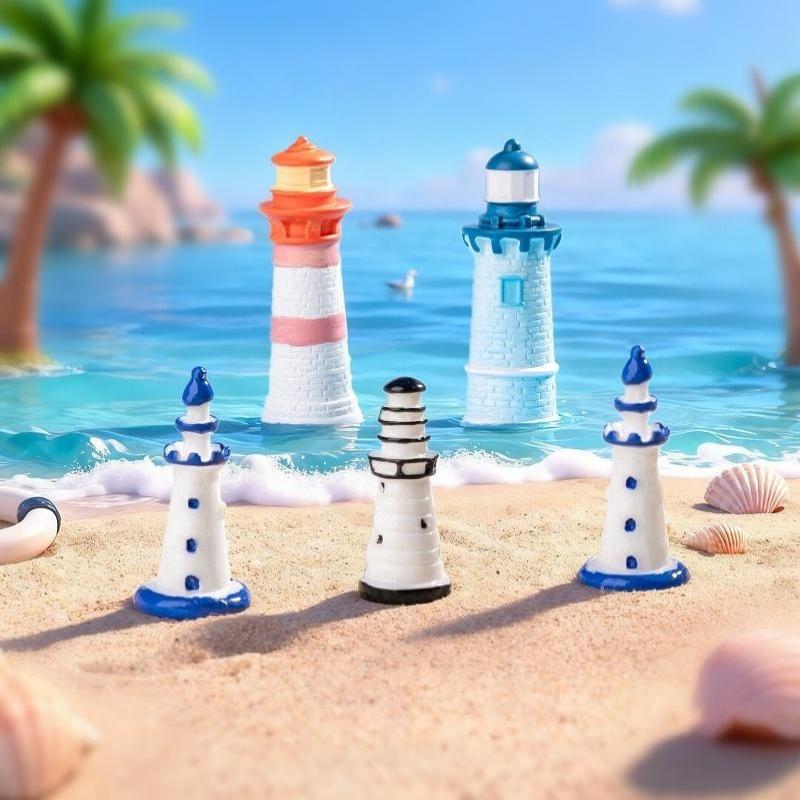 5 Pcs Mini Resin Lighthouse Ornament Aquarium Sand Table Micro Landscape Decor Diy Decorative Ecological Bottle Accessories