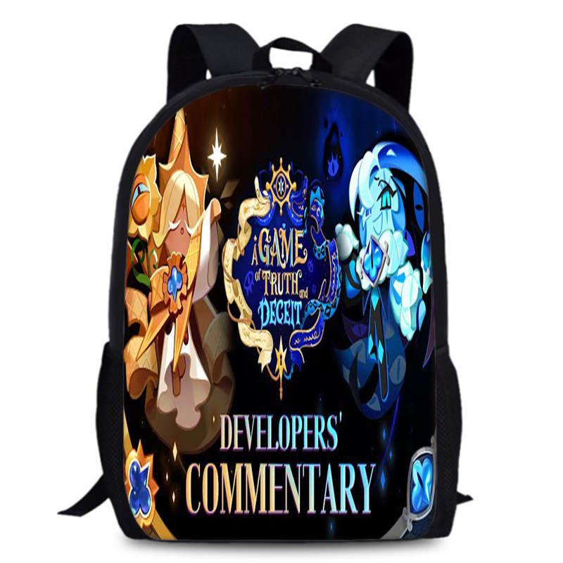 Cookie Kingdom Run School Backpack Oxford Fabric Curved Straps For Kids Unisex