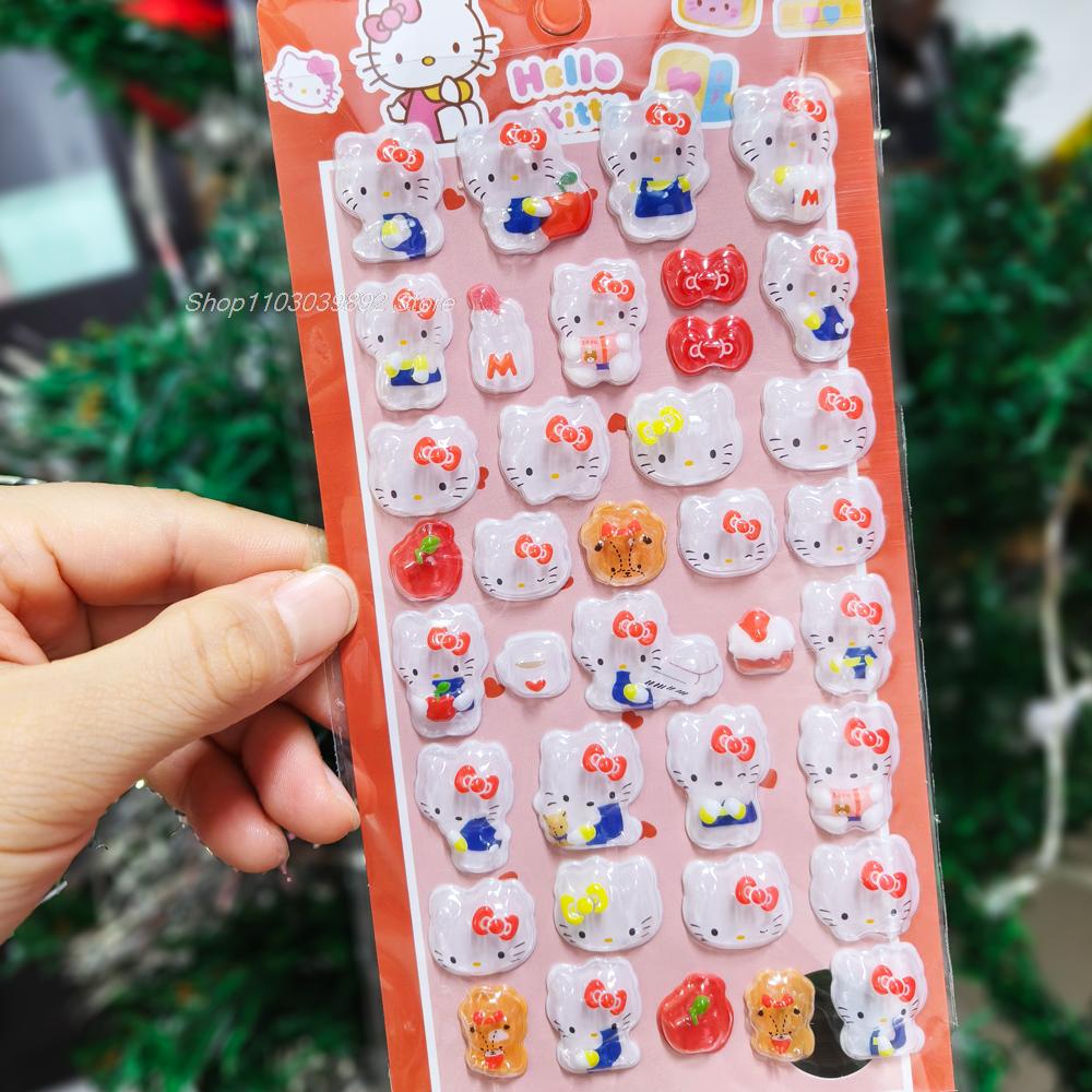 2025 Cute Cinnamoroll Kuromi My Melody Hello Kitty 3D Resin Stickers Anime Themed DIY Scrapbooking Decoration Gifts kids Toys