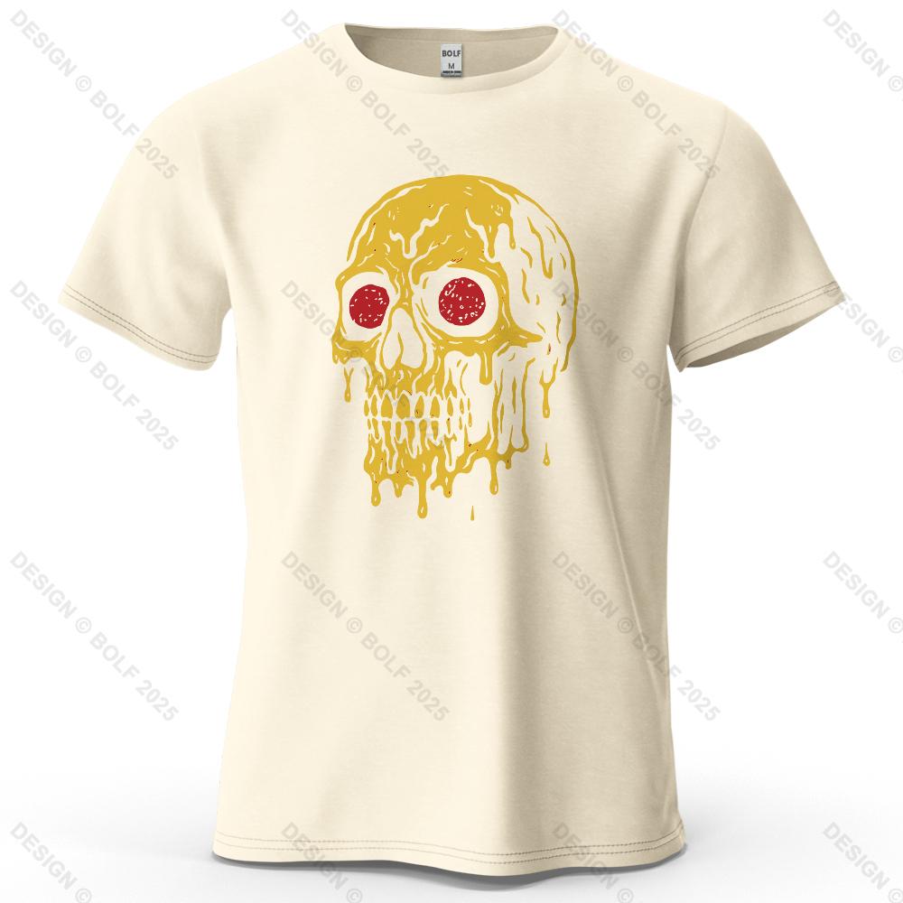 

Melting Skull Unique Printed Men s T-Shirt 100% Cotton Oversized Edgy Graphic Tees for Women Tops Tees Streetwear 4XL