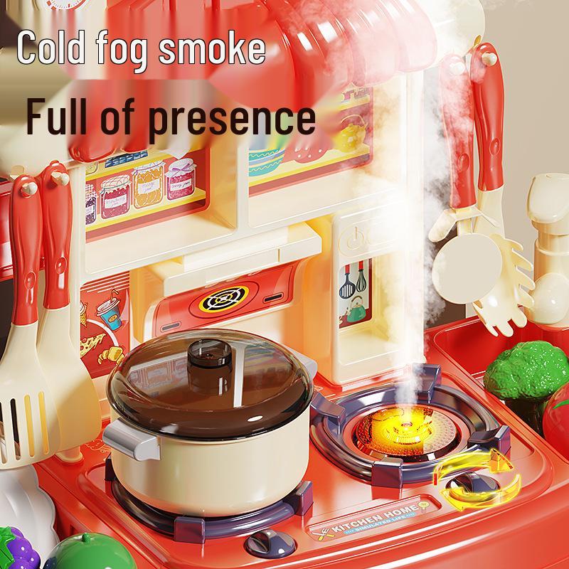 Playhouse Kitchen & Dining Table Set with Spray Light – Realistic Cooking Toys for Girls.