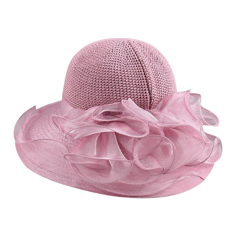 New Organza Knitted Bucket Hat Ladies Mother Summer Vacation Sun Protection Beach Hat Outdoor Shade Basin Hat