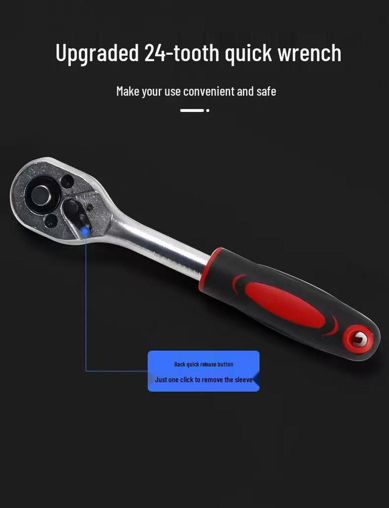 46-delat hyls- och spärrnyckelsats för bilreparation för hemmabruk