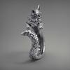 S925 Silver Black Cat Open Ring Adjustable Vintage Pet Jewelry for Women