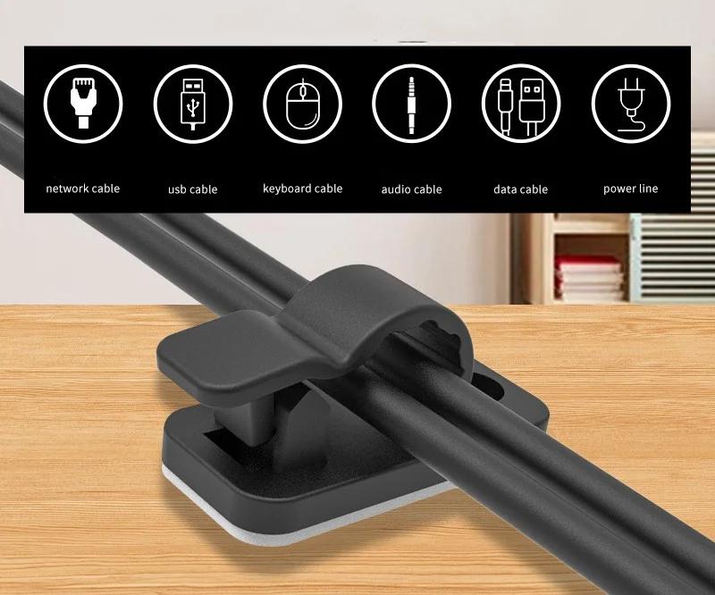 10/50 SZT Klipsy do Organizacji Kabli Zarządzanie Kablami Organizer na Przewody Uchwyt na Przewody Kabel do Ładowania USB Kabel Danych Nawijak na Szpulce Hak Montowany na Ścianie