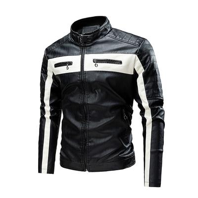 Nuovo giubbotto in pelle alla moda patchwork da uomo, nuovo giubbotto in pelle da motociclista, taglie grandi, abbigliamento da uomo
