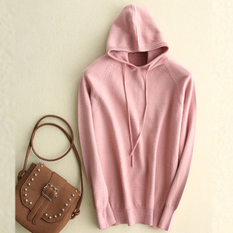 Women's Hooded Sweatshirt Slim Fashion Long Sleeve Top Solid Color Pullover
