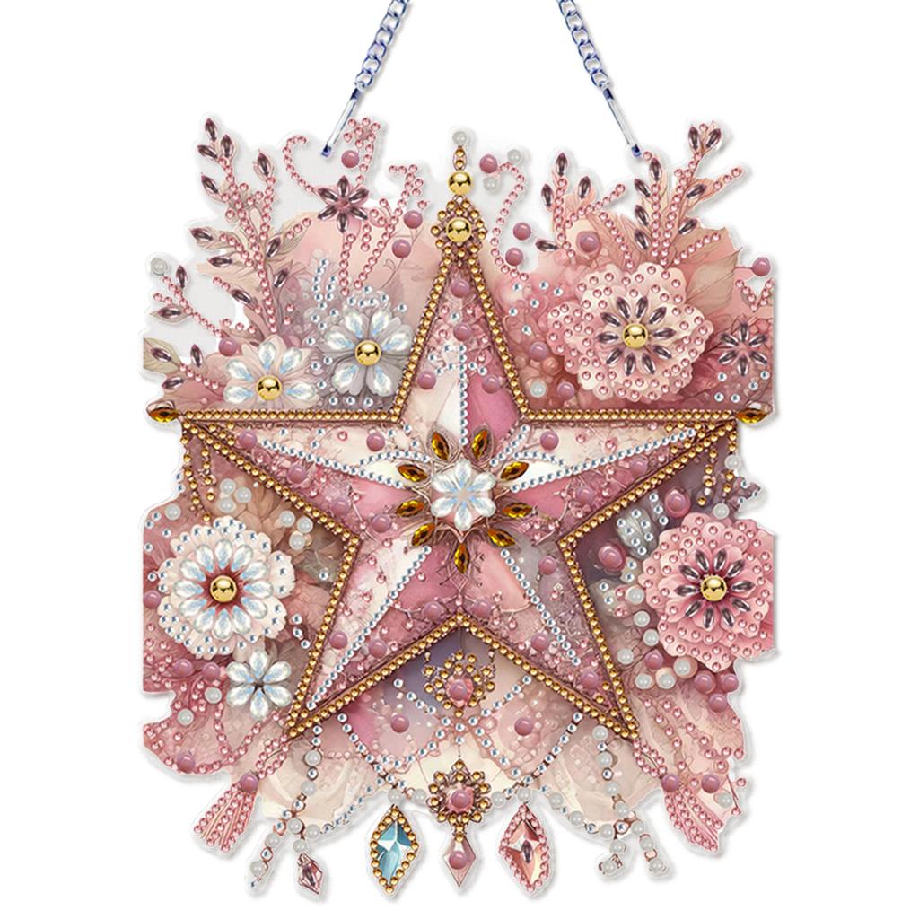 Flower 2D Flat DIY Diamond Painting Set Rhinestone Diamond Art Window Pendants Diamond Art Pendant Wall Decor for Home & Windows