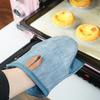 Mini Oven Gloves Heat-Resistant Kitchen Mitts with Neoprene Palm Faux Leather Loop Anti-Scalding Pot Rack Oven Mitts Cooking Baking Gloves