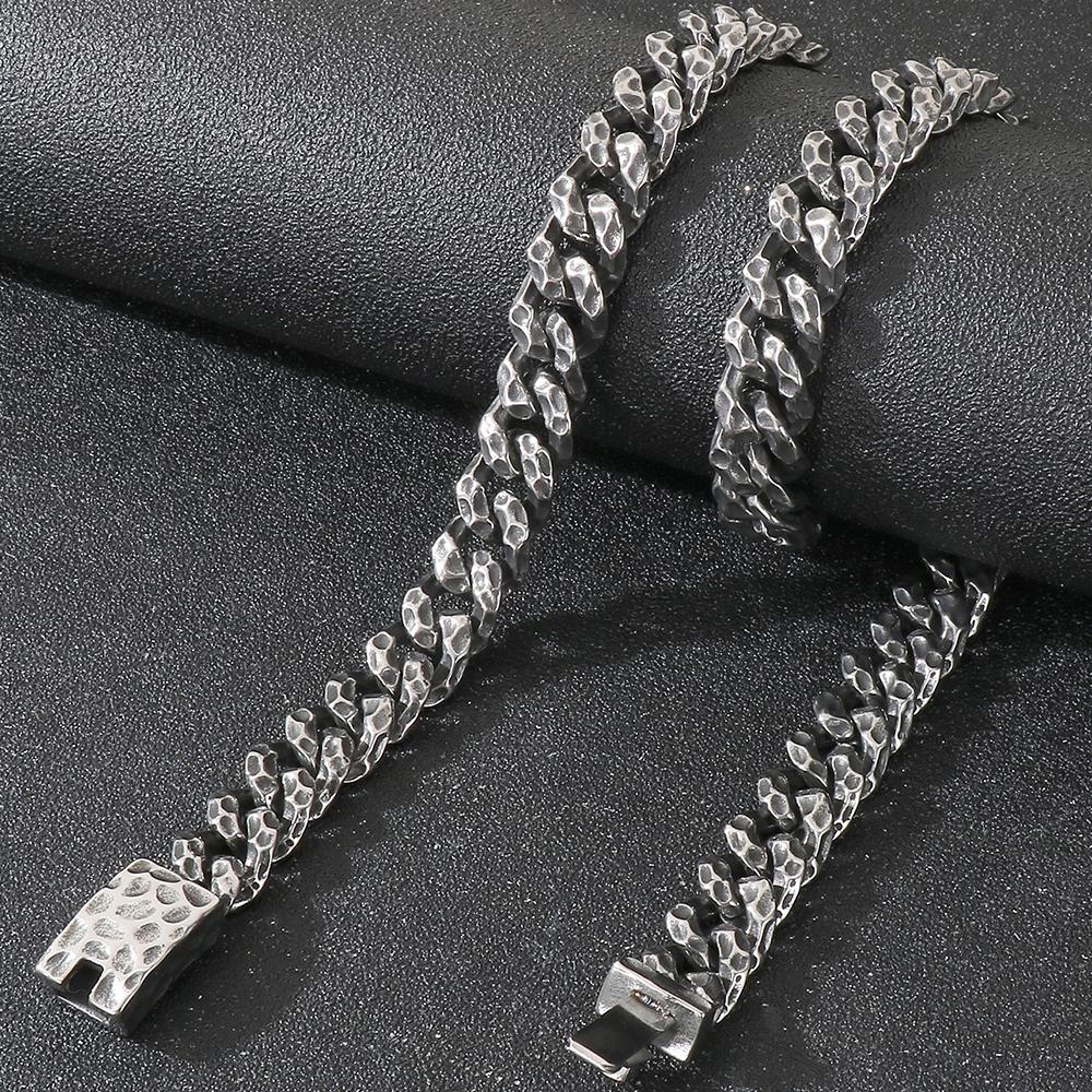 60CM Long 13MM Width Choker Necklace Man Solid Stainless Steel Curb Cuban Link Chain Necklaces for Men Male Jewelry Vintage