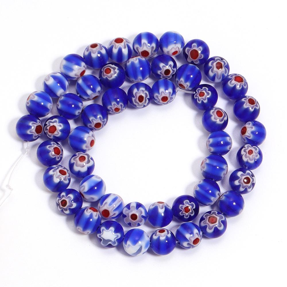 Bunte runde Lampwork-Perlen mit Millefiori-Muster für DIY-Handarmbänder
