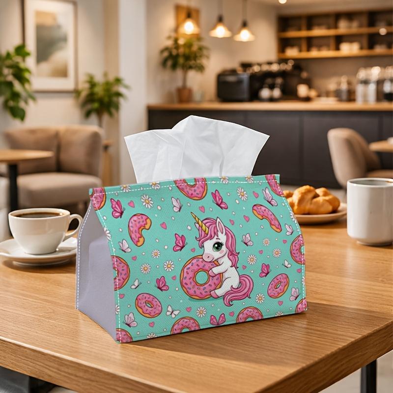 1pc Party Tissue Box,Fairytale Fantasy,Multifunctional Tissue Holder,Unicorn Donut Sweet,Outdoor Party Supplies, Everyday Desktop Tissue Storage Box,S