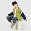 Duoduojia Boy's 2025 Spring/Autumn Color-block Baseball Jacket
