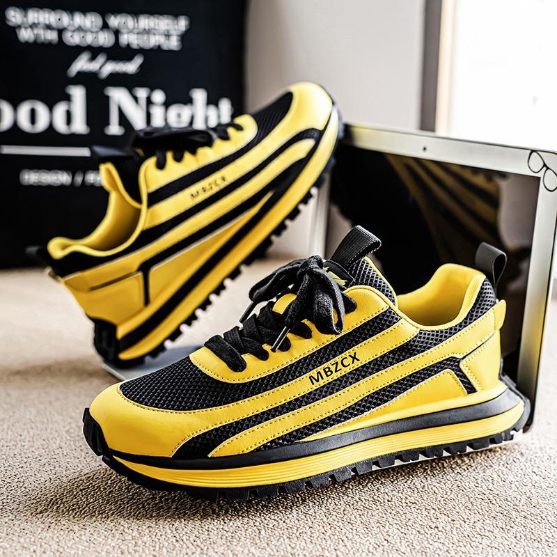 

Мужская обувь новая летняя сетчатая дышащая трендовая универсальная спортивная повседневная обувь мужская обувь на платформе обувь для папы 44 жёлтый