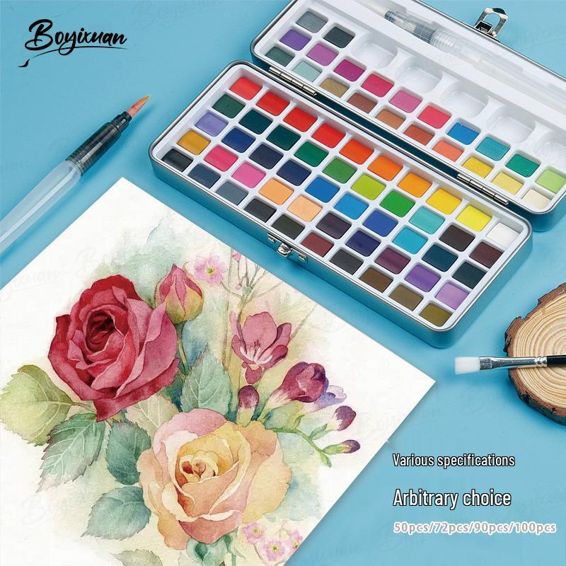 Boite en étain: Set de Peinture Aquarelle Portable 100 Couleurs pour Enfants DIY Nail Art & Peinture