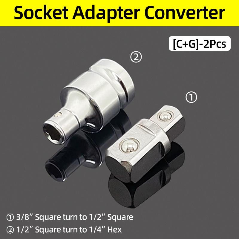 Double Square Head Socket Adapter Converter Reducer Set 1/4 3/8 1/2 Impact Drive Ratchet Wrench Socket Adaptor Repair Hand Tool