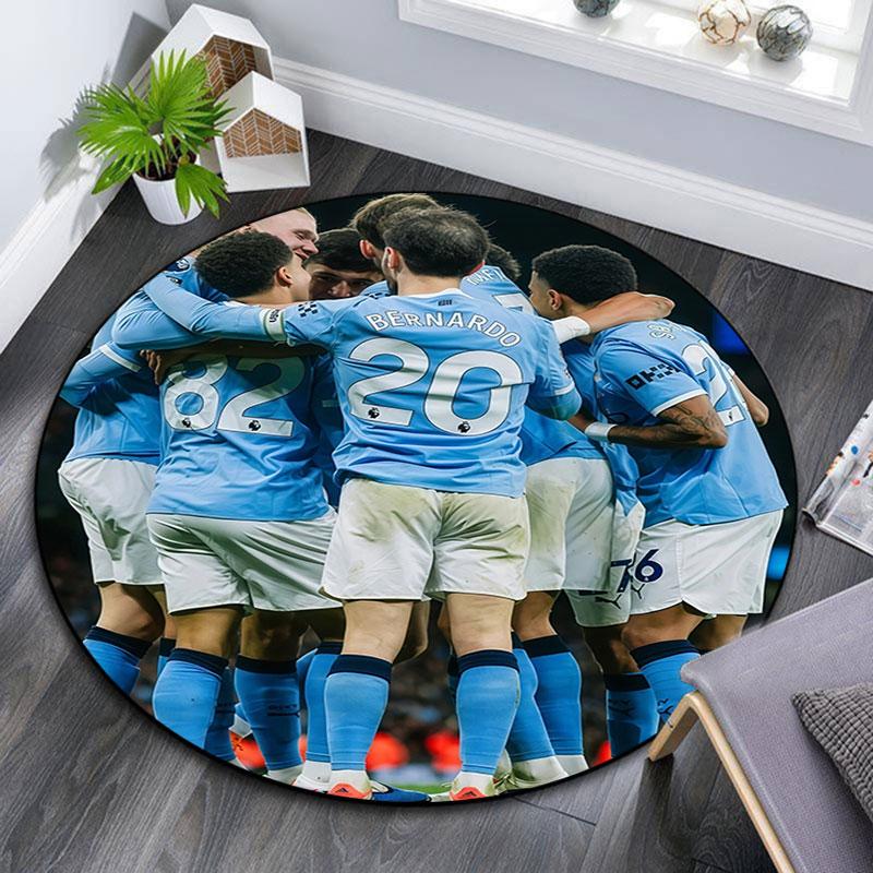 Man City Player Pattern Round rug,Carpet Rug for Living Room Bedroom Playroom ,Non-slip Floor Mat,Holiday Gifts and Birthday Gifts.