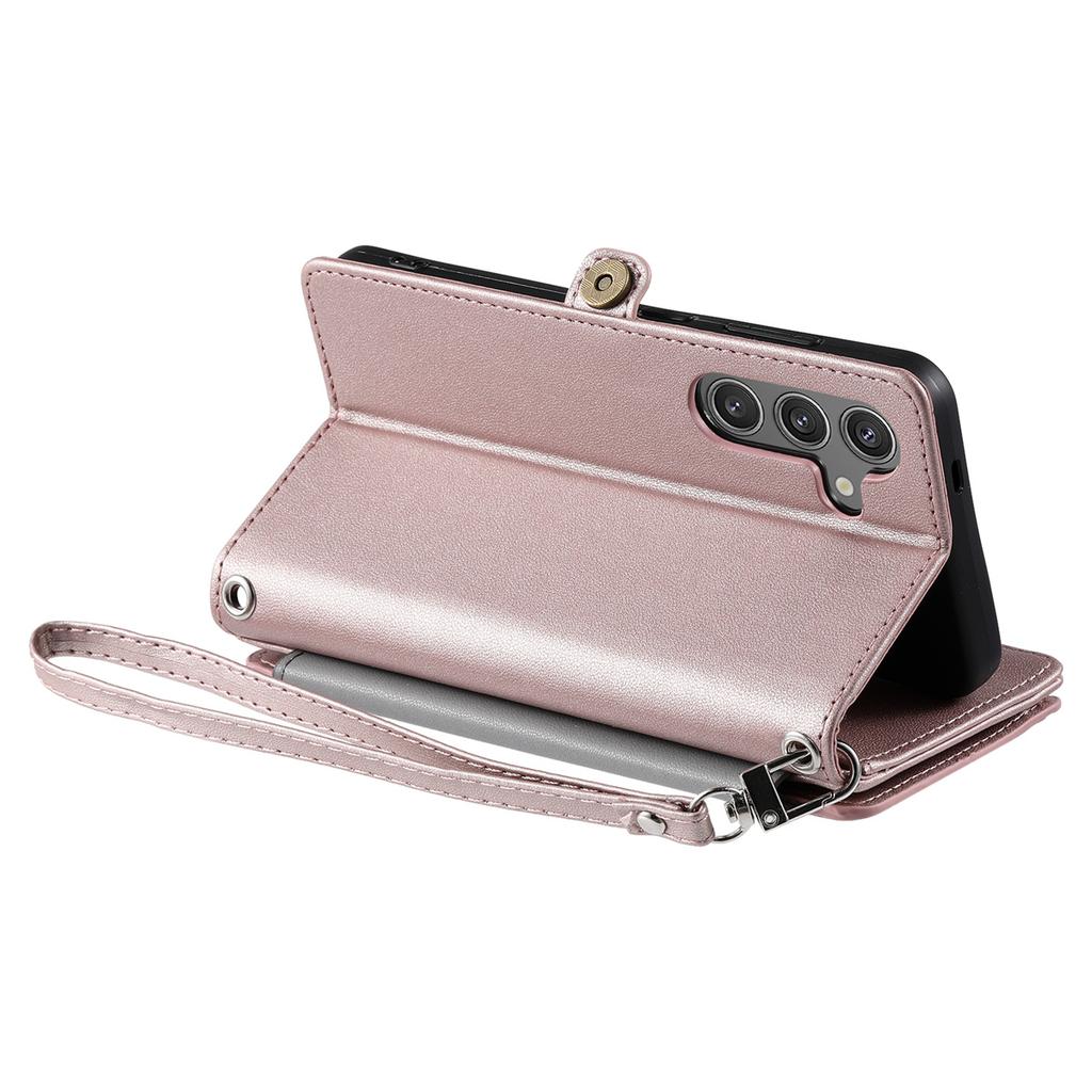 015 Style For Samsung Galaxy A36 5G Case TPU+PU Leather Wallet Phone Cover with Straps