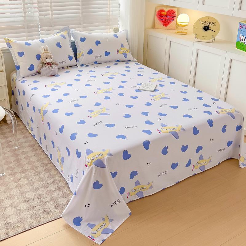 1 buc cearșaf de pat din bumbac 100% cu animale din desene animate lenjerie de pat dublu superior pentru fete, băieți, copii
