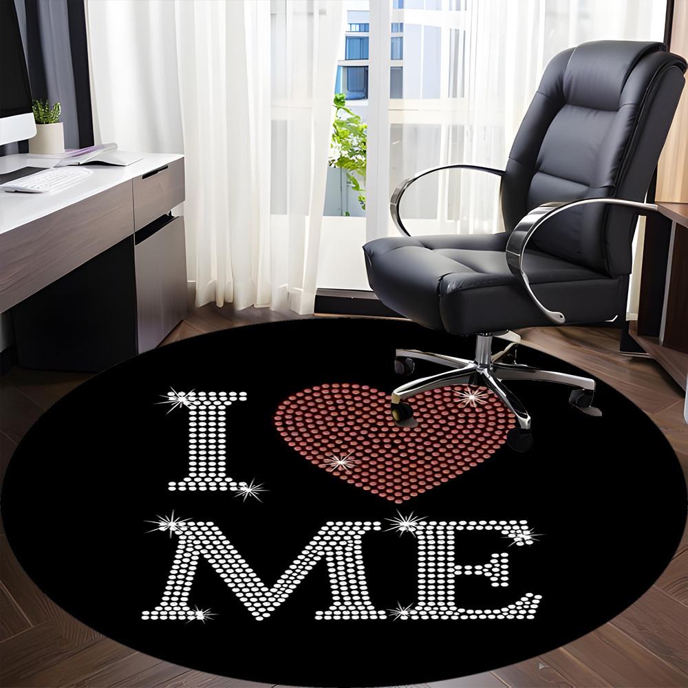 1pc I Love Me Rhinestone Chair Carpet for Office, Non slip, Soft and Durable Office Rug for Interior Decoration