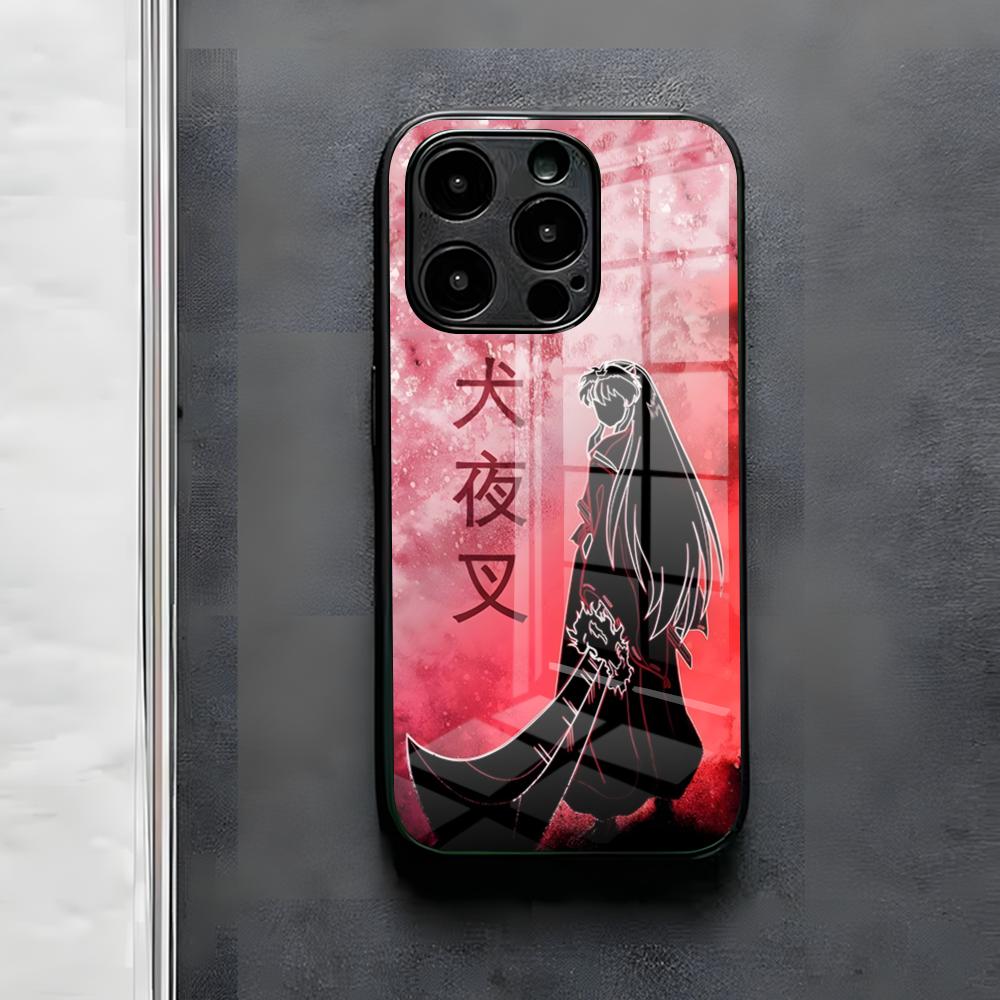 

Anime I-Inuyasha Phone Case For IPhone 17 Air 16 E Pro Max 15 14 13 Mini 12 Pro 11 Max Plus Black Glass Cover iPhone17ProMax