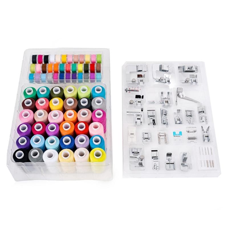 99Pcs Sewing Thread and Sewing Machine Presser Foot Set 72 Spools of Sewing Thread 27 Size Sewing Machine Presser Foot 1