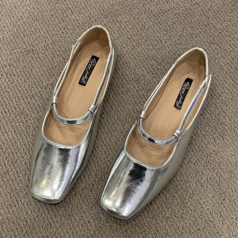 Fashion 2025 Spring Autumn Flat Mary Janes Shoes Woman Candy Color Soft Leather Ballet Flats Ankle Strap Comfy Mocaasins for Woman