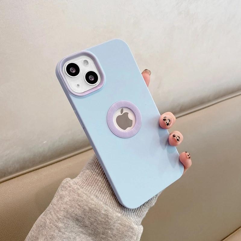 Luxusní měkké silikonové pouzdro na telefon s logem pro iPhone 14 13 12 11 Pro Max X XR XS Max 7 8 Plus SE 2 Kontrastní kryt Candy Color