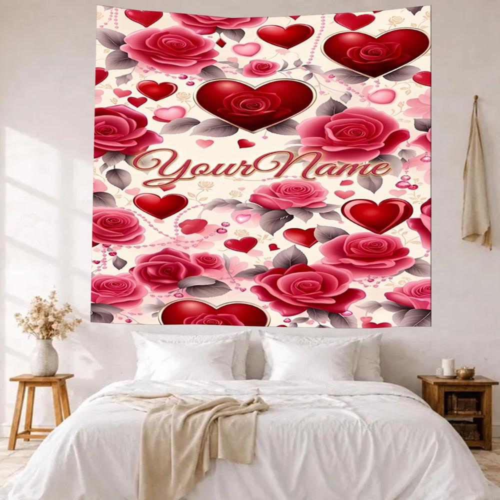 Rose Custom Your Name Wall Decor Tapestry Art For Pet Memorial Birthdaywedding Party Backdrop Family Gift
