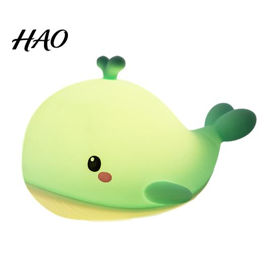 Cute Nursery Bedside Lamp Whale Silicone Touch Night Light, USB Rechargeable with Bedroom Decor 3 Brightness & Remote Control, 30 Min Timer