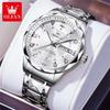 OLEVS 5609 Classic Business Quartz Watch for Man Stainless Steel Waterproof Calendar Luminous Men's Wristwatch
