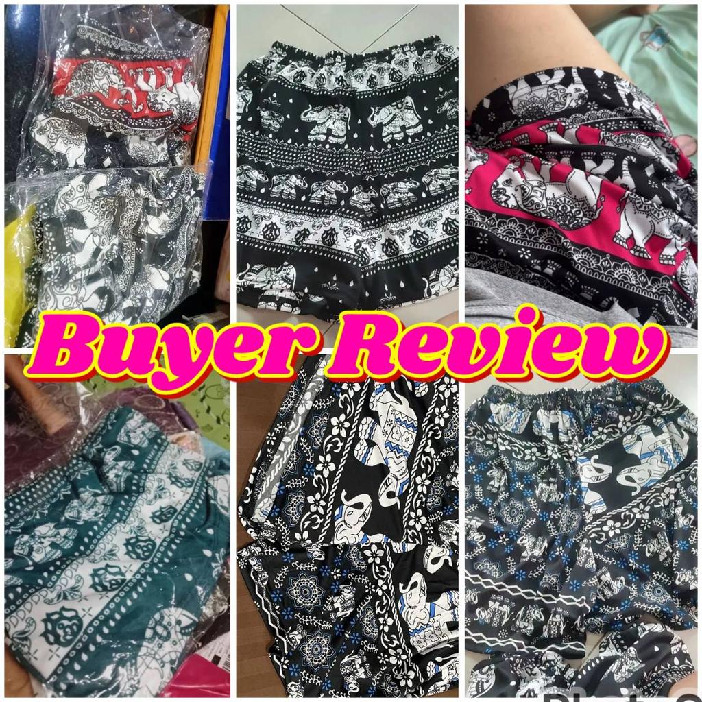 Elefant Weitbein Shorts Hose Übergröße Verstellbarer Elastischer Hoher Bund Damen Print Thailand Lässig Streetwear Strand Böhmisch Retro Vintage