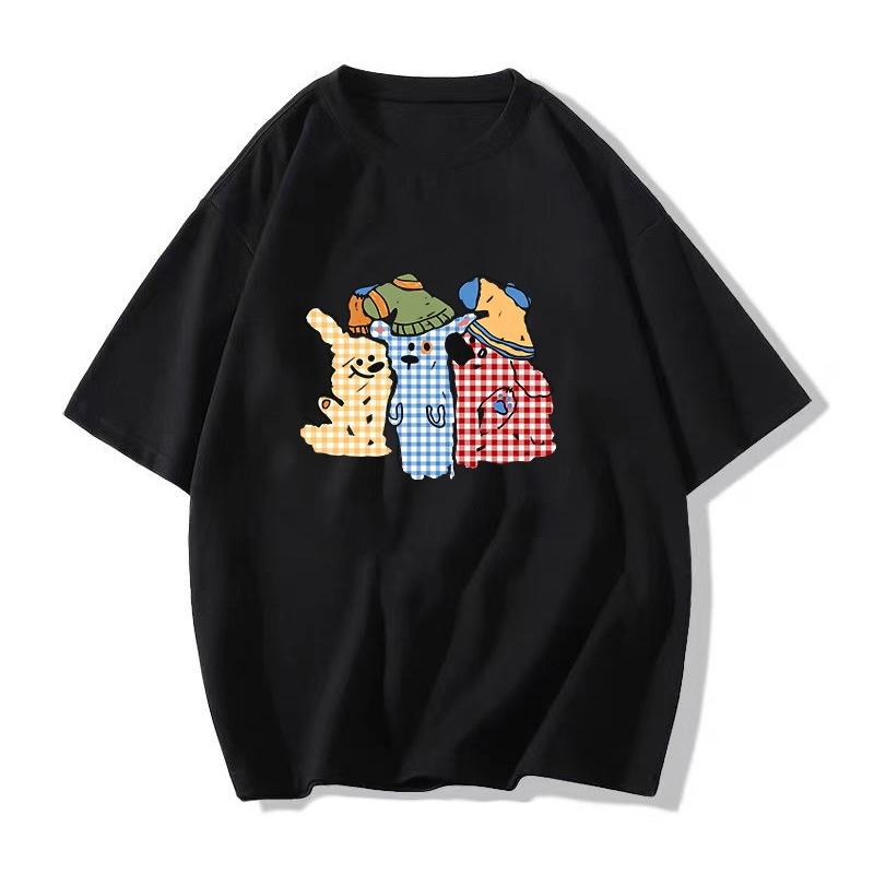 Fun Cartoon Printed Cotton Short-sleeved T-shirt Women's Summer New American Loose T-shirt Half-sleeved Top