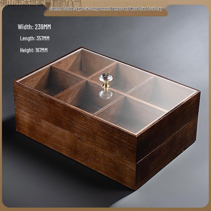 Elegant Wooden Fruit and Snack Storage Box with Lid and Dividers