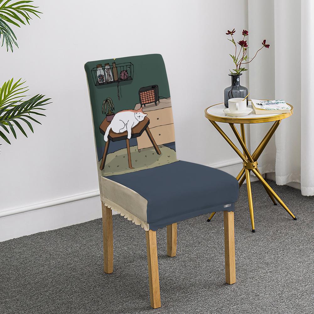 Cartoon Ausflug Welpen Stuhlset Esstischdecke Haushalts Sitzbezug Stuhlkissen Elastisch Niedlich All-inclusive Neues Modell