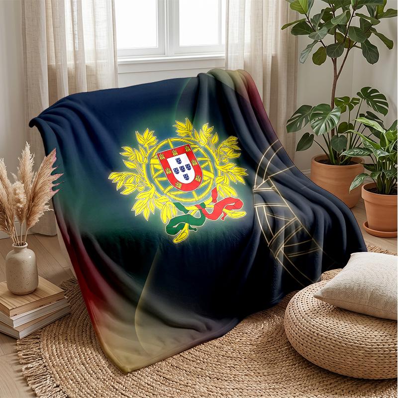 Portugal Football Printed Flannel Blanket Skin Friendly Warm Decorative Throw for Indoor Couch Bed Daily Use