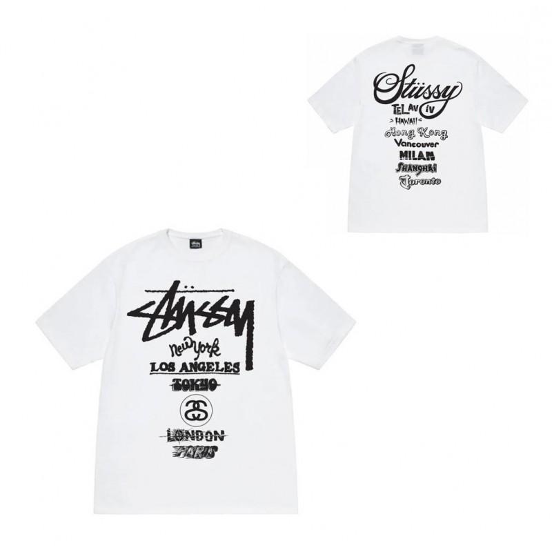 Pánské tričko s krátkým rukávem Volný střih Kulatý výstřih Potisk písmen Neformální Street Style Top pro páry