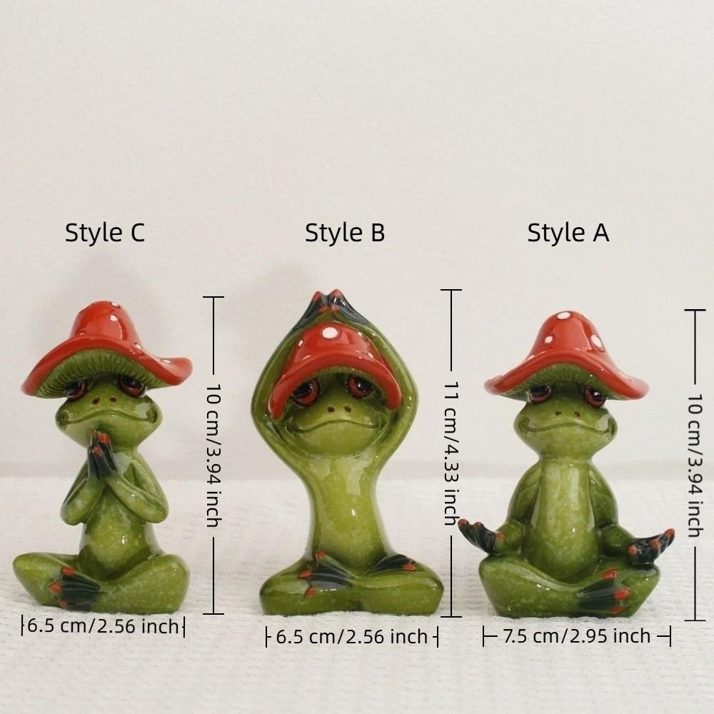 Handmade Yoga Frog Figurine Cartoon Mushroom Frog Statue Aesthetic Meditation Statue  Garden Decor