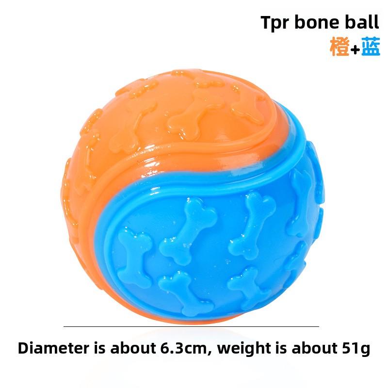 Pet Toy - Two-color Bone Imprint C-shaped Ball Sound-producing Ball - Durable and Chewable Toy for Puppies - Small Dog Toy Ball