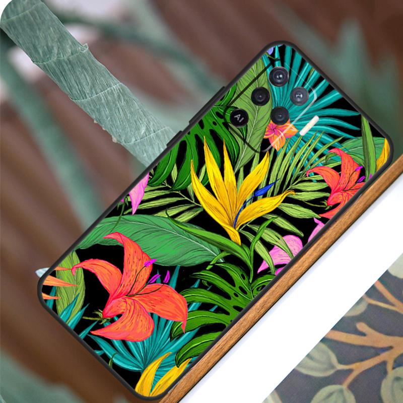 Tropické listy Pro OPPO A57 A57S A77 A5 A9 A53 A52 A72 A96 A76 A16 A54 A74 A94 A38 A58 A78 A15 A17 Pouzdro