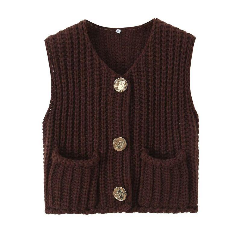 Kaslead New Arrival Women's Clothing Fashion Style Fashion Minimalist Sleeveless Short Knitted Vest