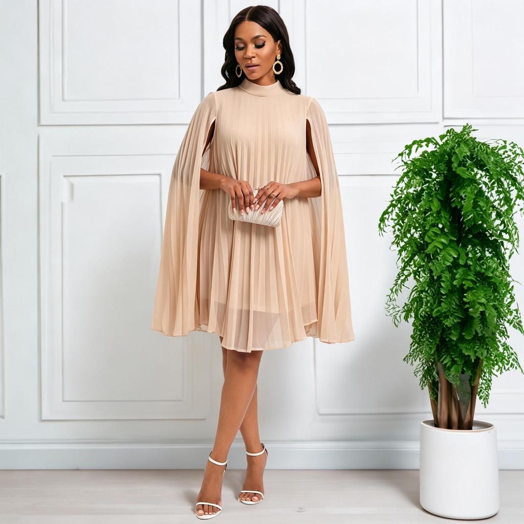 D400 Damen 2023 Mode Chiffon Fledermausärmel Übergröße Kleid