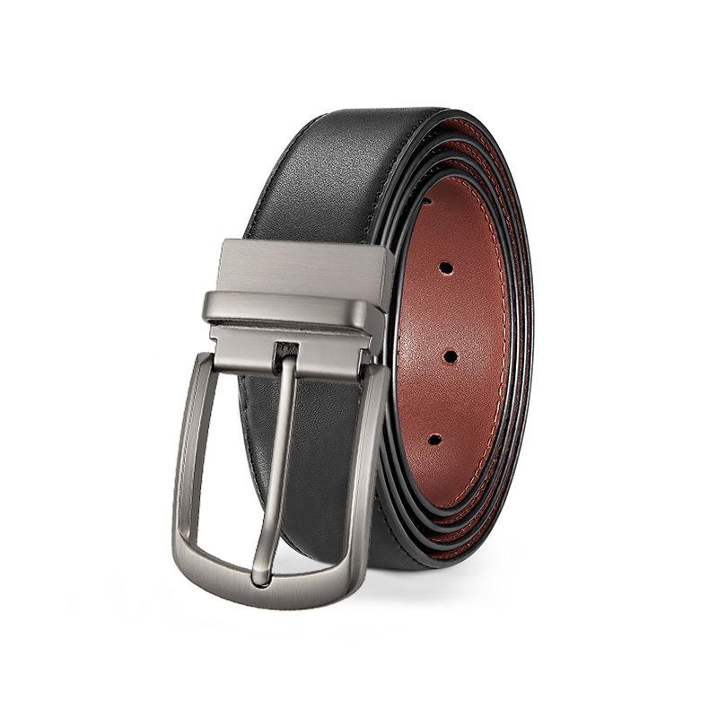 

Ремень из натуральной кожи с пряжкой, мужской, подарочная коробка, деловой, повседневный, из коровьей кожи, для джинсов, двухсторонний, простой 120*3.3cm