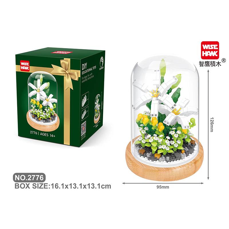 Flower Micro Building Blocks Lily Rose Tulips Bouquet Immortal Daisy Sunflower Mini Brick Figure Toy For Home Decor With Display