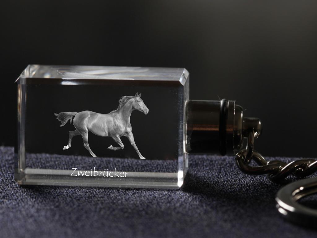 Zweibrücker - Crystal Pendant with Photo of a Horse, Illuminated Pendant, Unique Gift by Art-Dog Brand