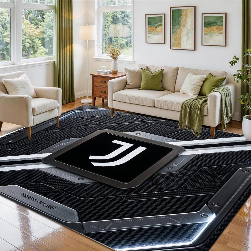 Juventus FC Design Kristall-Samt-Teppich Weiche Dekorationsmatte für Schlafzimmer-Eingang