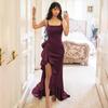 Summer new, European and American style sexy temperament suspender ruffle edge split dress dress women