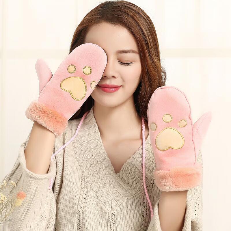 

Cute Winter Warm Suede Full-Finger Gloves