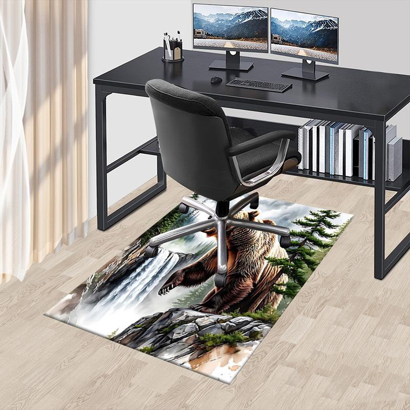 1PC Nature, Bear Non-Slip Floor Carpet Compatible for Office&Living Room&Dining room - Flat-Weave Machine- Soft & Pattern-E232